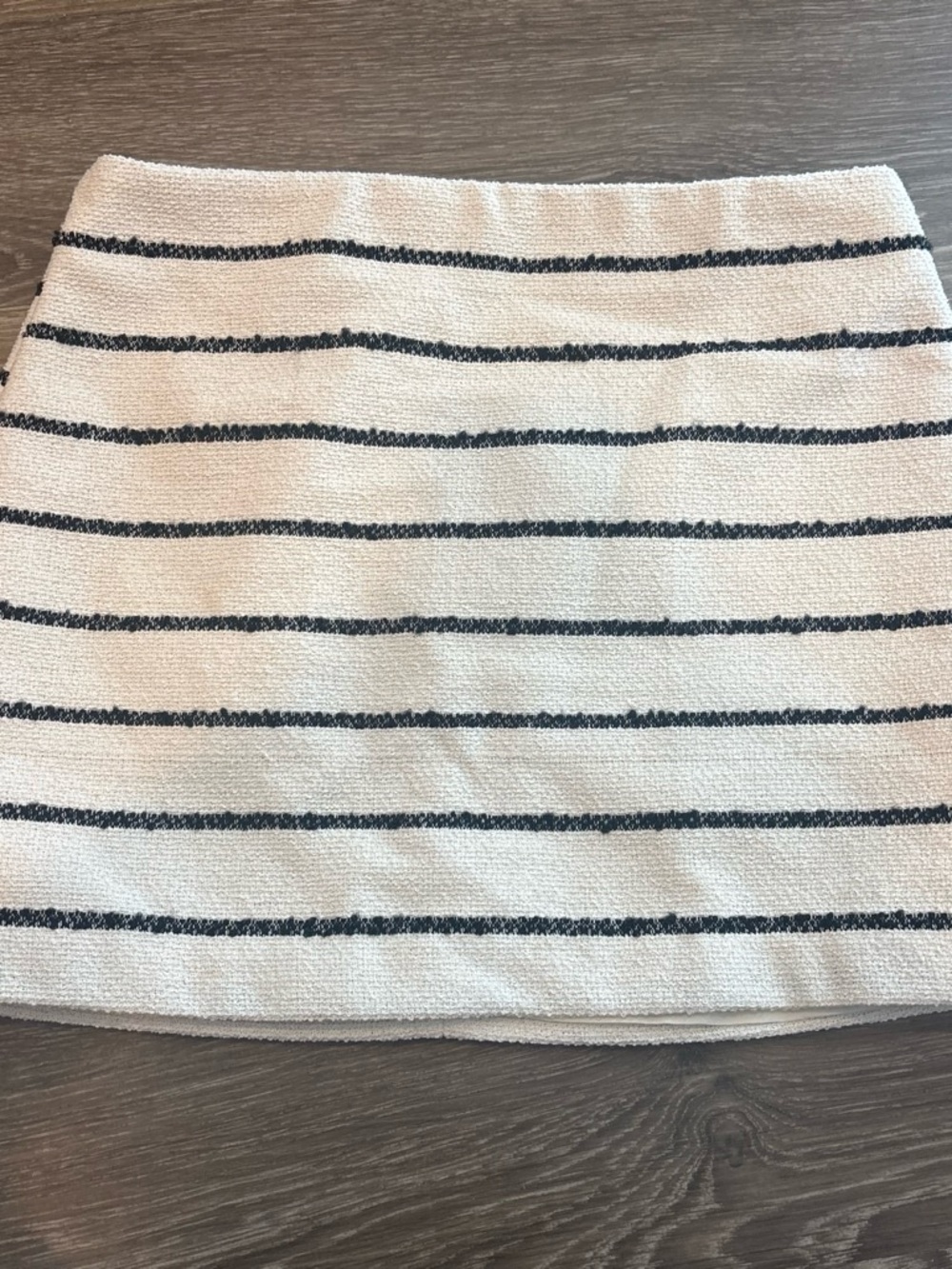 H&M Cream Mini Skirt with Black Stripes